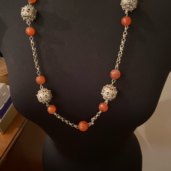 Turkish Carnelian  and Sterling Silver Neckaces - Picture 6 of 12